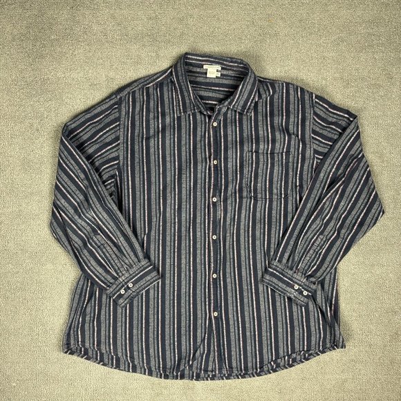 Carbon 2 Cobalt XXL Shirt Button Up Long Sleeve‎ Flannel Stripes Shacket Thick - Picture 1 of 13